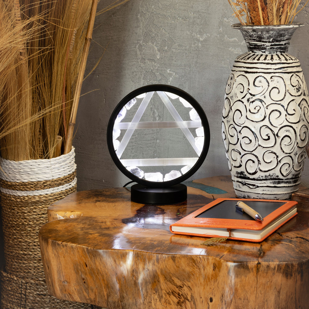 Gemstone Halo Lamp - Air - Clear Quartz & Selenite 🇬🇧