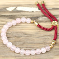 18K Gold Plated Gemstone Bordeaux String Bracelet - Rose Quartz 🇬🇧