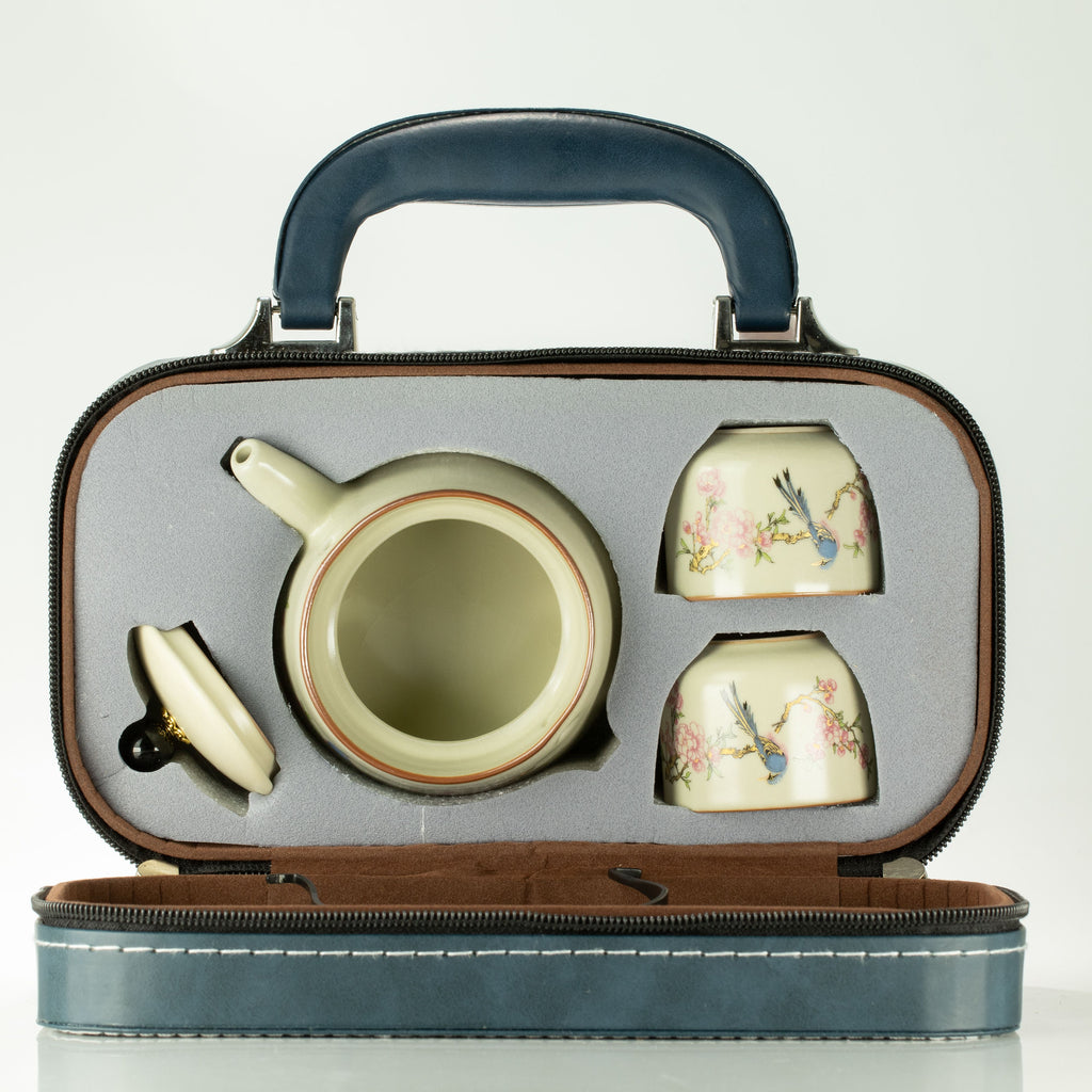 Travel Teapot Set & Two Cups - Blue Bird Qing Dynasty 🇬🇧