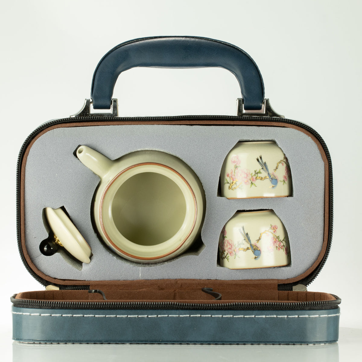 Travel Teapot Set & Two Cups - Blue Bird Qing Dynasty 🇬🇧