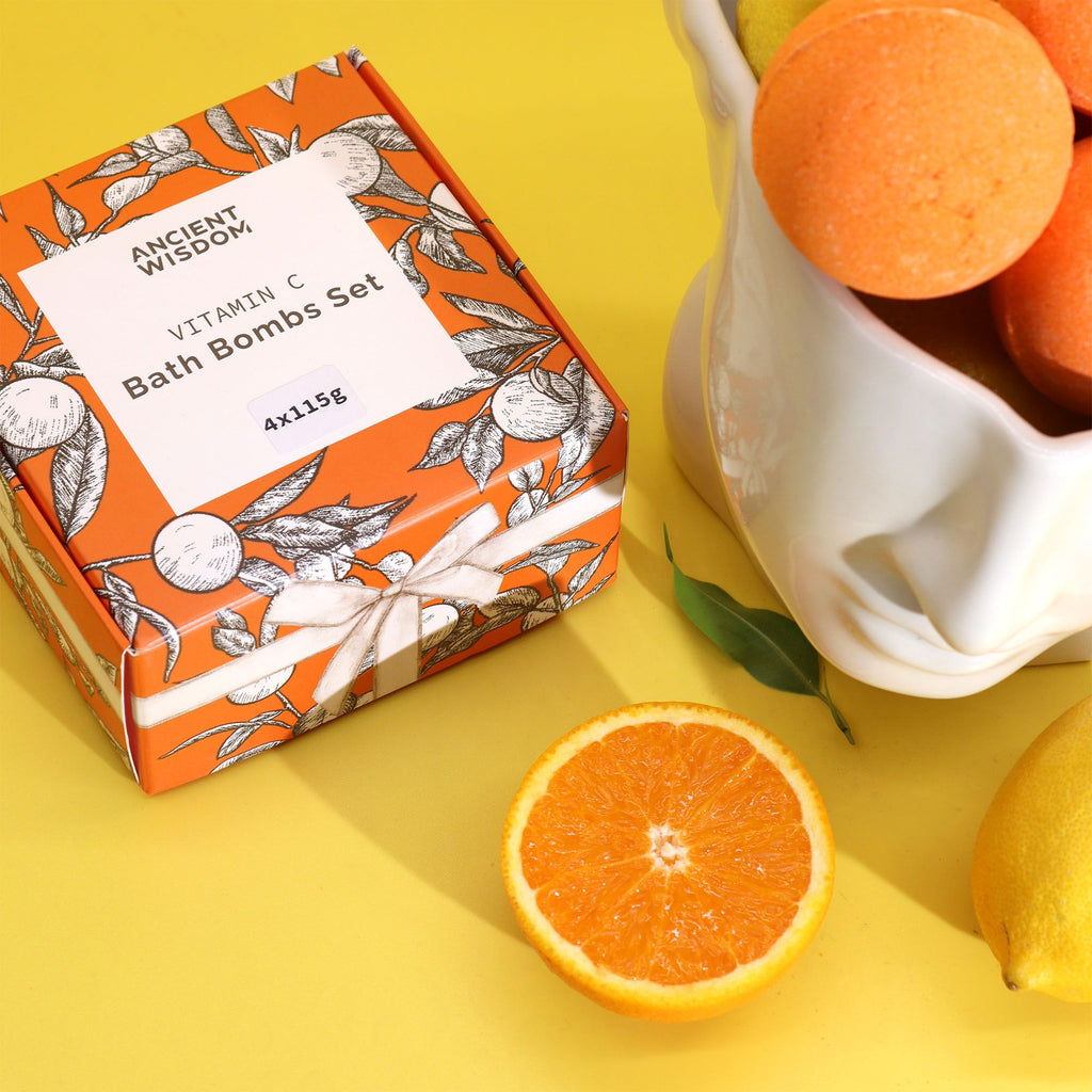 Set of 4 Vitamin C Bath Bombs – Aromatherapy Quartet 🇬🇧
