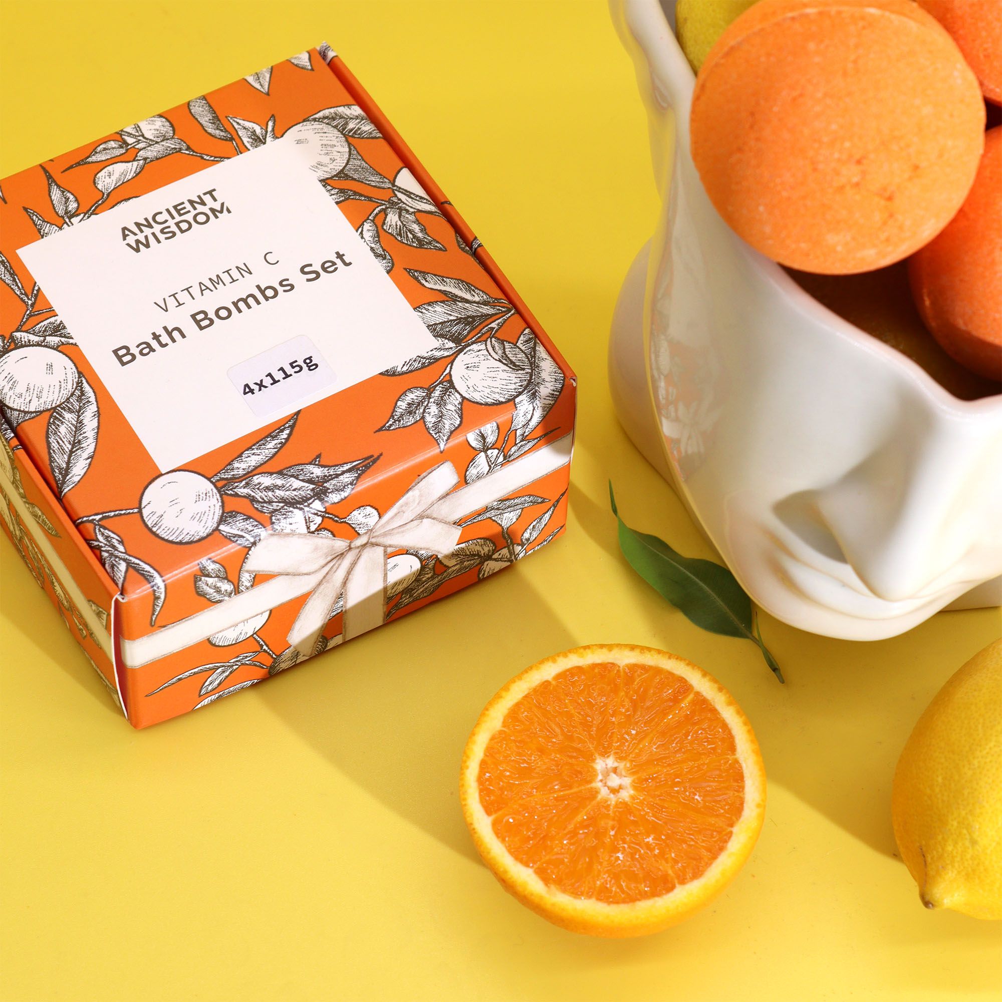 Set of 4 Vitamin C Bath Bombs – Aromatherapy Quartet 🇬🇧