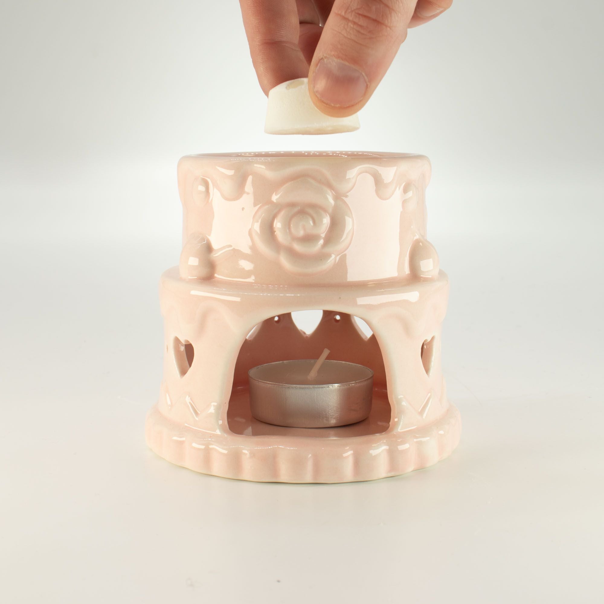 Ceramic Cake Oil Burner - Hearts - Pink 🇬🇧