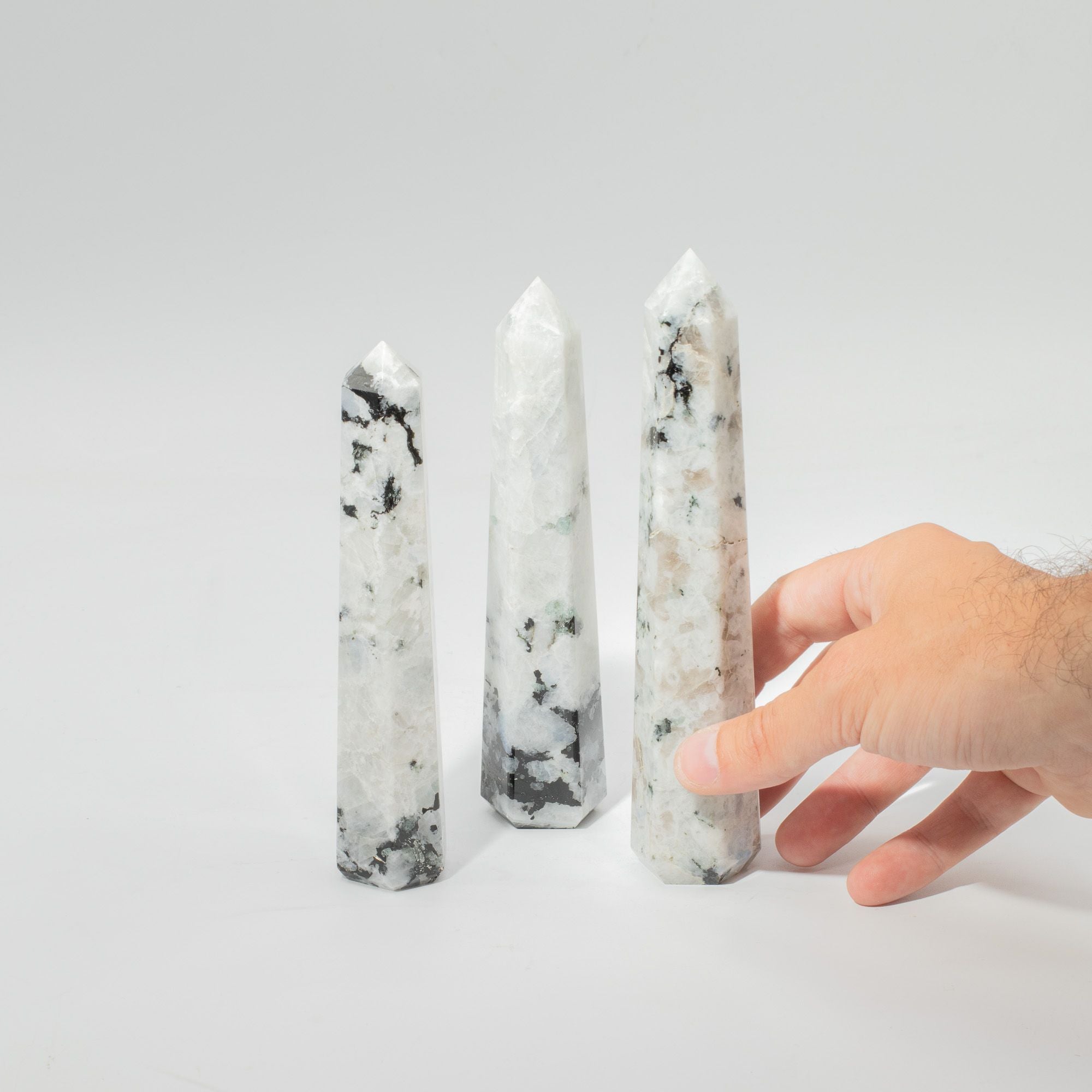 Gemstone Six Face Obelisk Point approx 17cm - Rainbow Moonstone 🇬🇧
