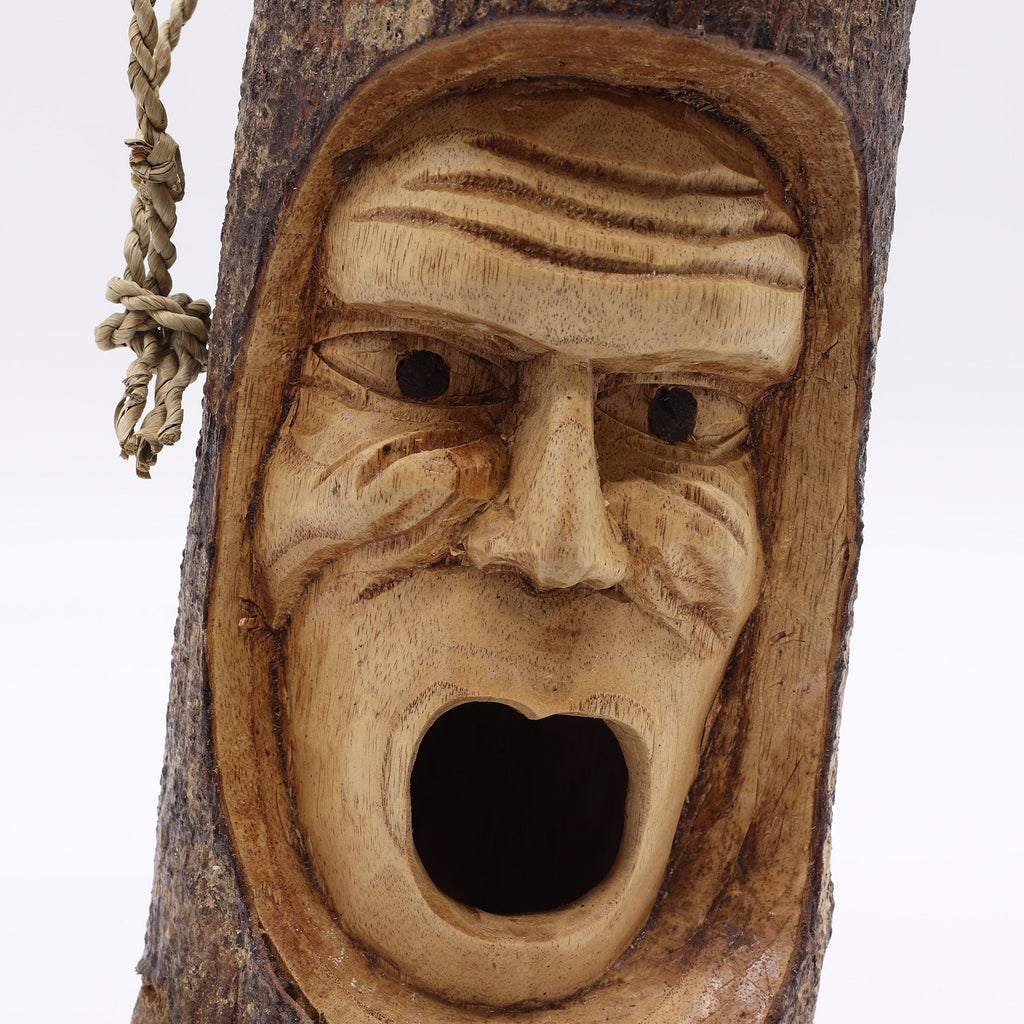 Tree Trunk Face - Bird House - Grumpy Old Man 🇬🇧