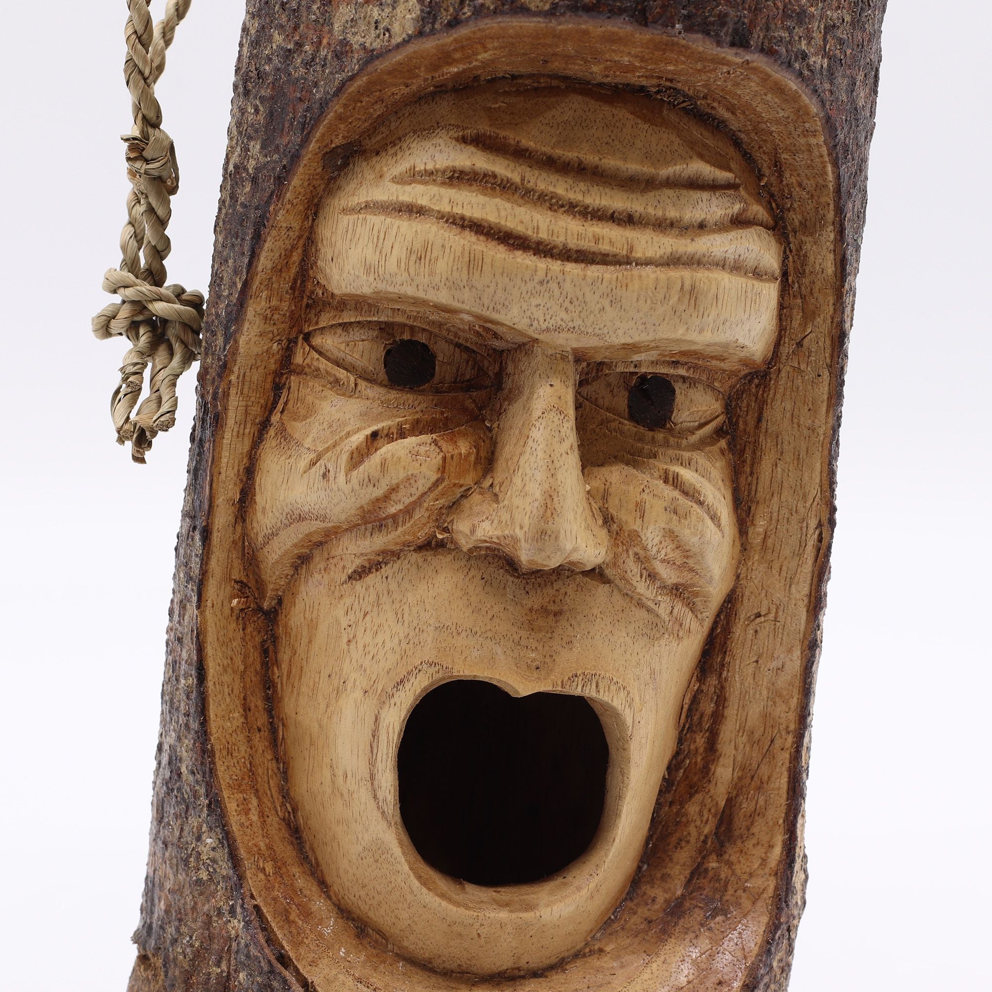 Tree Trunk Face - Bird House - Grumpy Old Man 🇬🇧