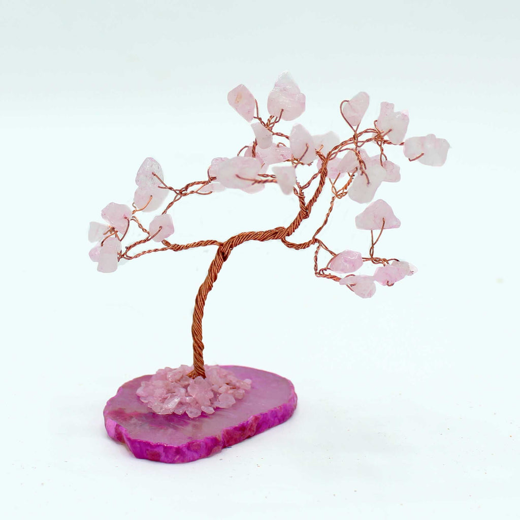 Gemstone Tree - Rose Quartz on Pink Agate Base (35 stones) 🇬🇧