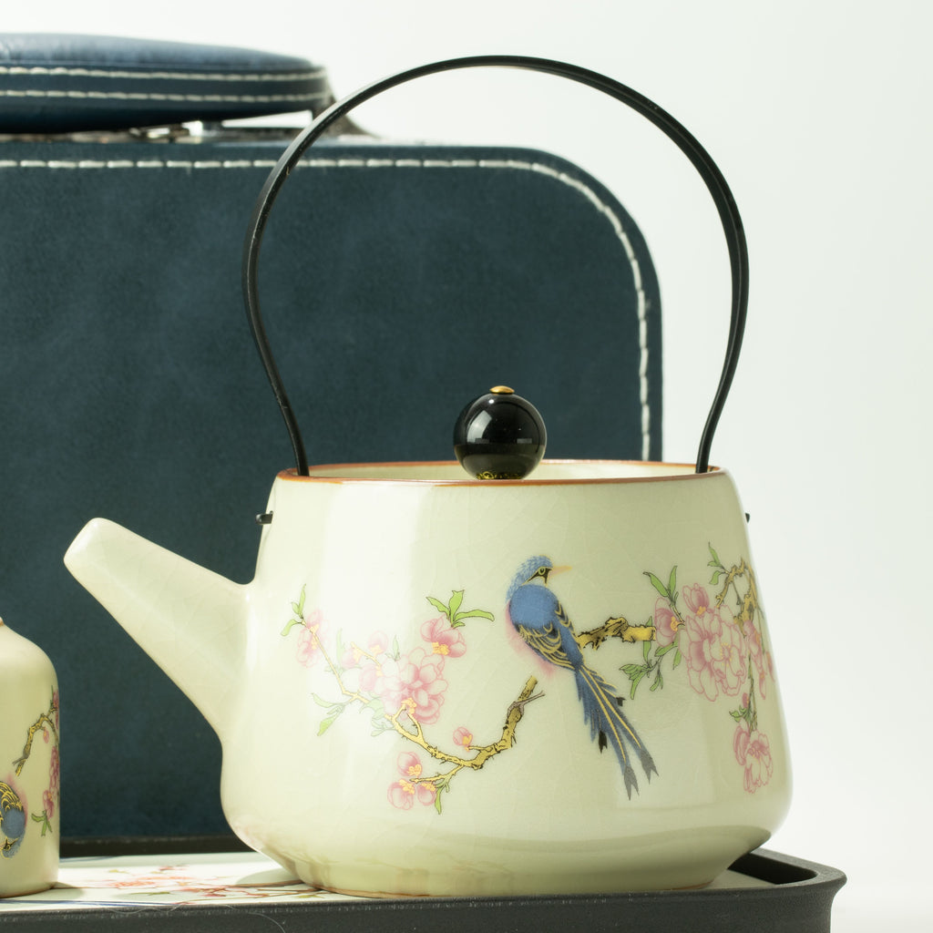 Travel Teapot Set & Two Cups - Blue Bird Qing Dynasty 🇬🇧