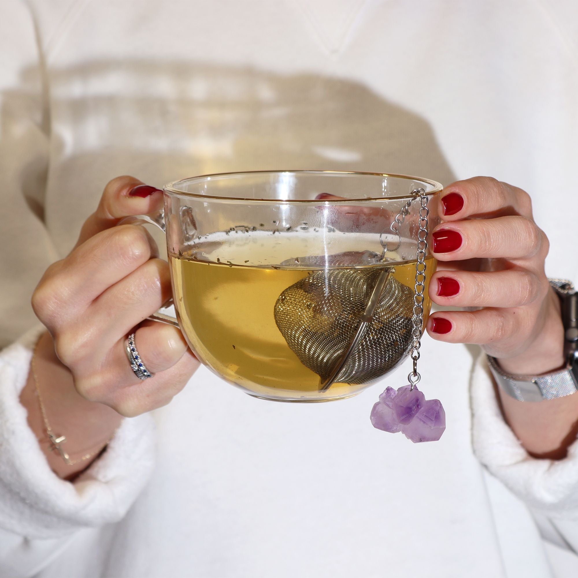 Raw Crystal Gemstone Tea Strainer - Amethyst Cluster 🇬🇧