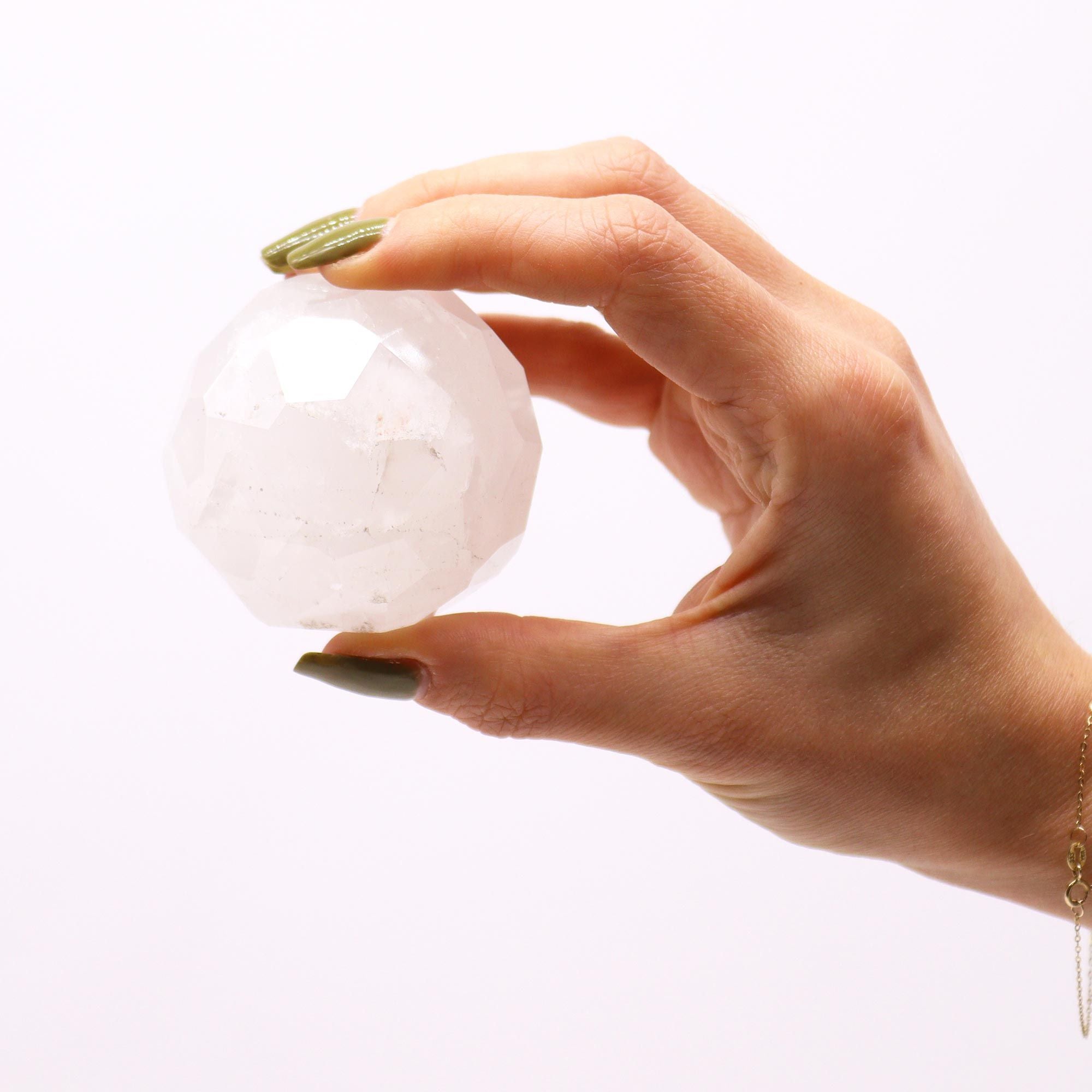 Gemstone Faceted Healing Ball & Stand - Rock Quartz 🇬🇧