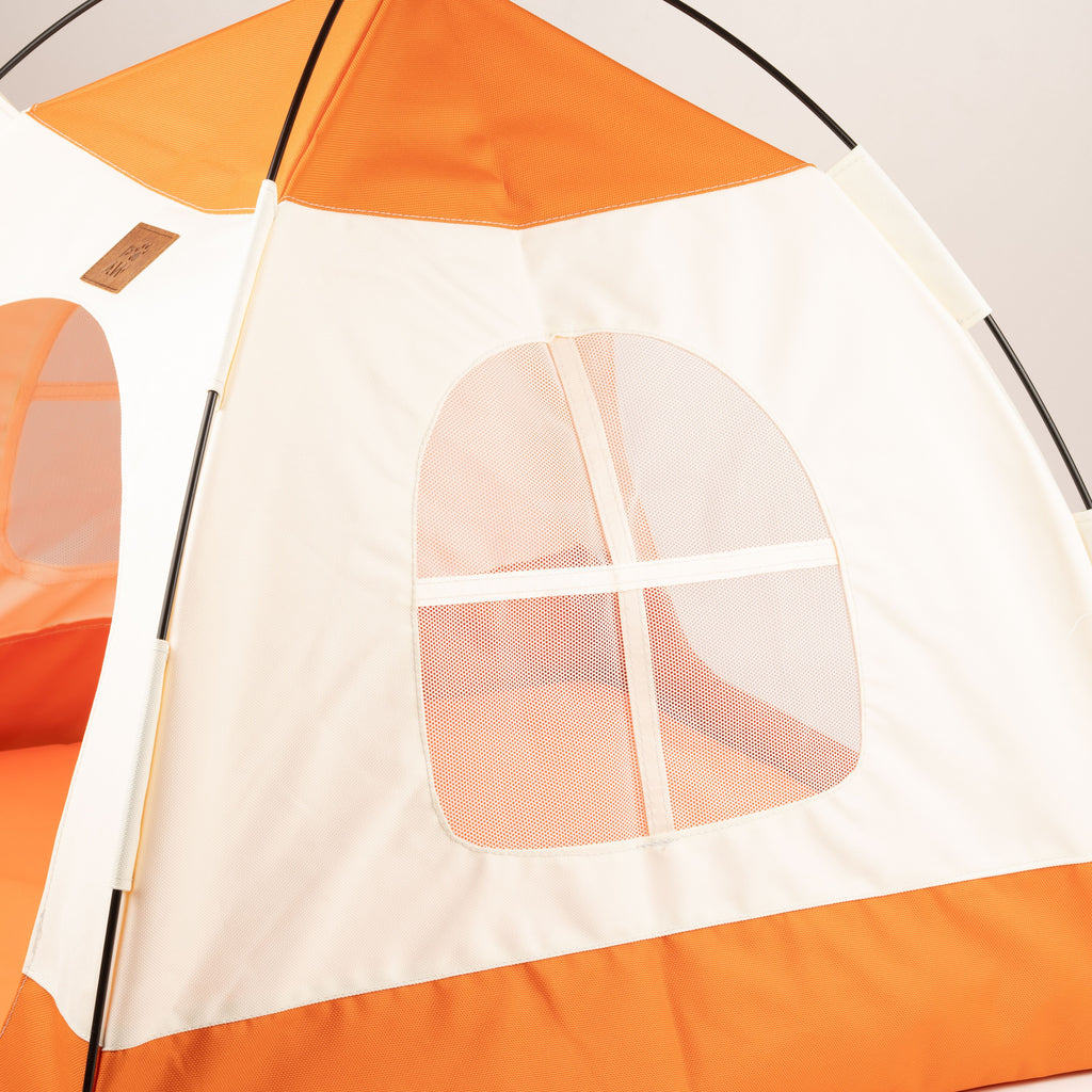 PAW Bed – Beige & Orange Tent – 58 × 58 × 48cm 🇬🇧
