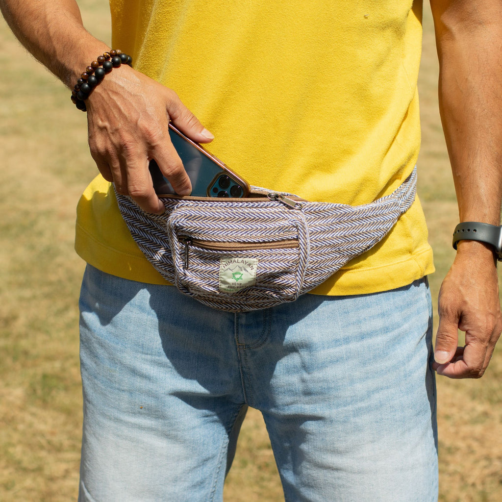 Cotton Hemp Style Belt (or Fanny) Bag - Blue 🇬🇧