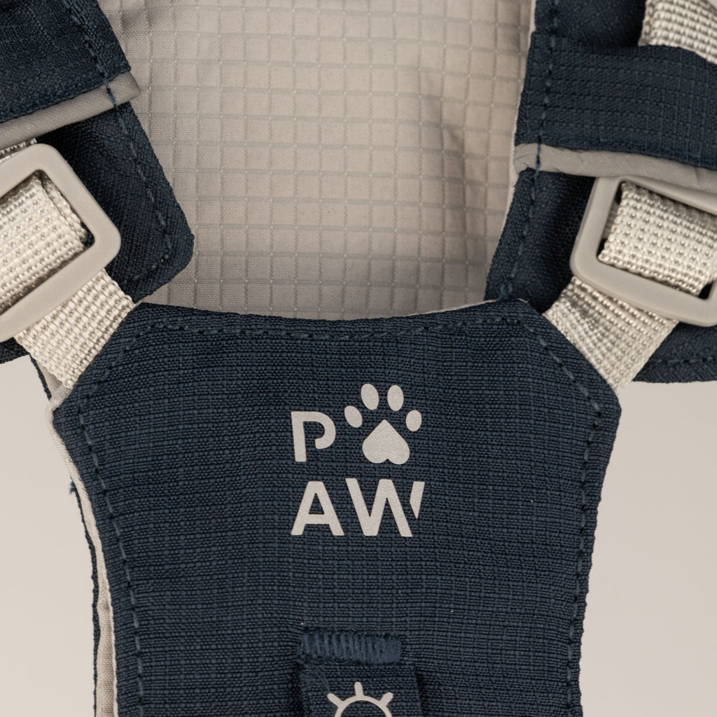 PAW - S (4-8Kg) Dog Step-in Guardian Harness with Reflective Mesh - Rock Grey - Black Obsidian Charm 🇬🇧
