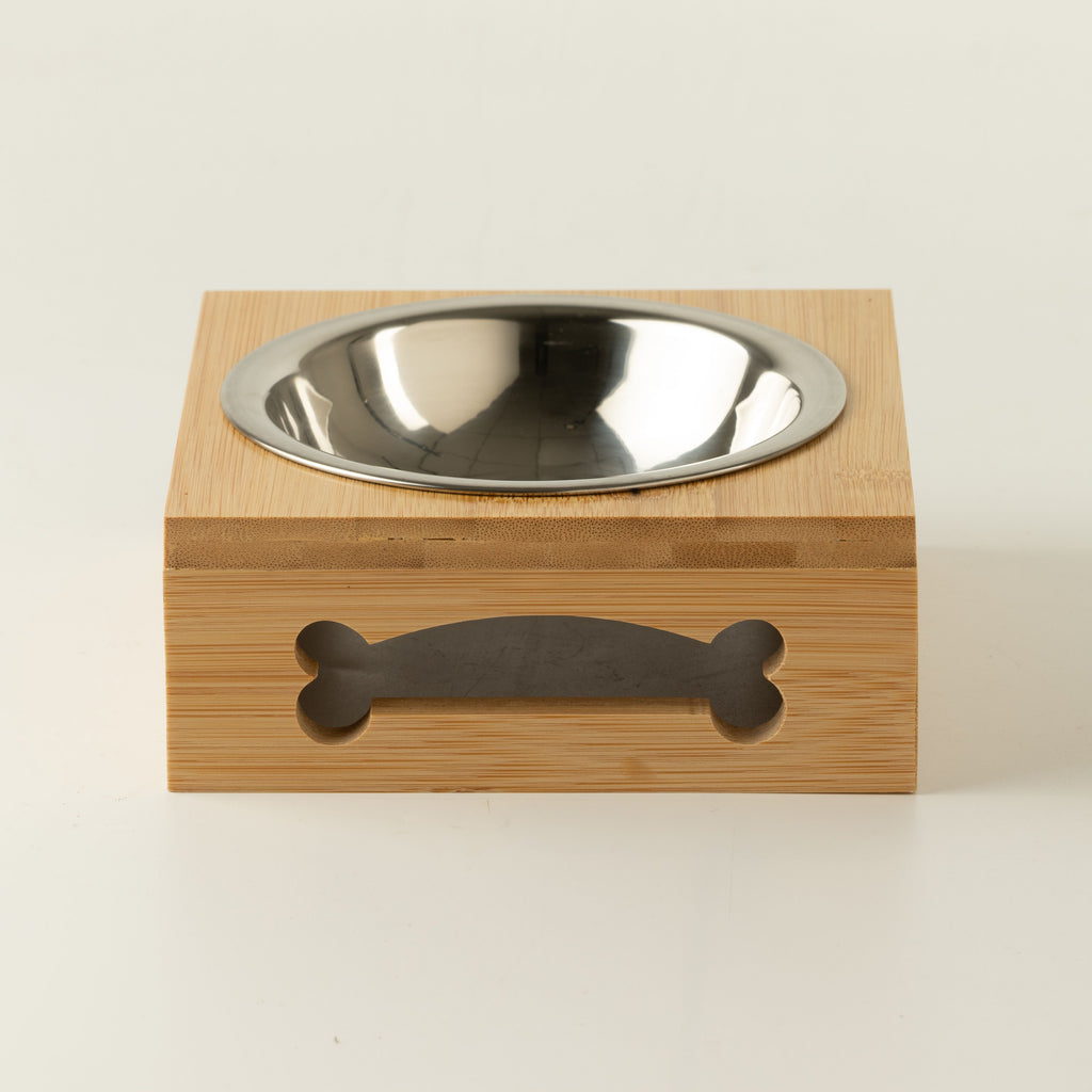PAW Food Bowls - Single Stainless Steel (201) in Wooden Stand - 12cm 🇬🇧