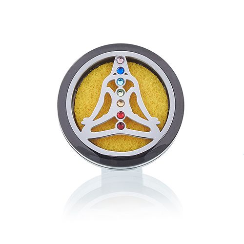 Car Diffuser Kit - Pewter Yoga Chakra - 30mm 🇬🇧