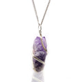 Cascade Wrapped Gemstone Necklace - Rough Amethyst 🇬🇧