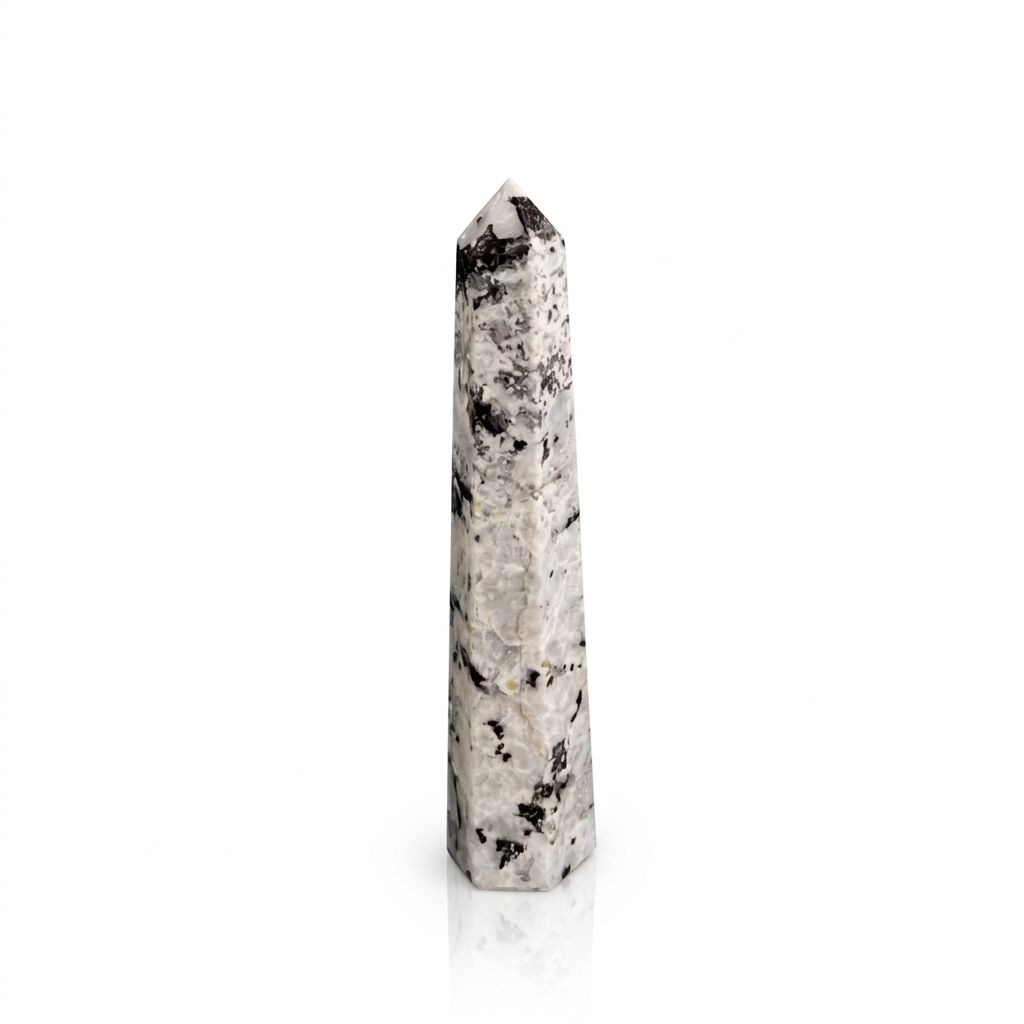Gemstone Six Face Obelisk Point approx 17cm - Rainbow Moonstone 🇬🇧