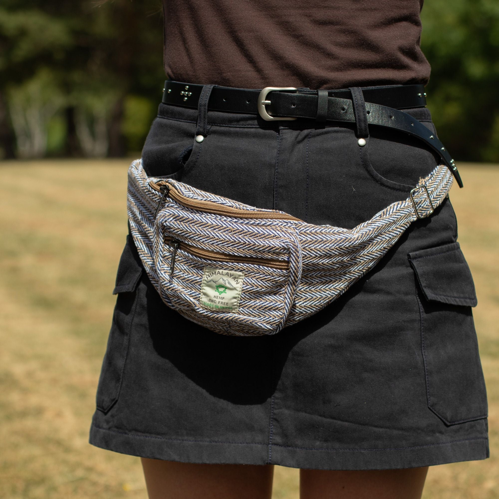 Cotton Hemp Style Belt (or Fanny) Bag - Blue 🇬🇧