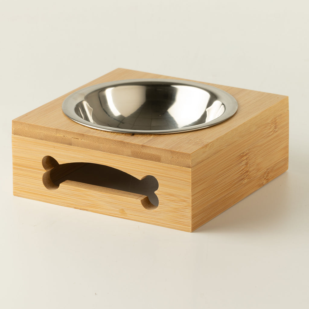 PAW Food Bowls - Single Stainless Steel (201) in Wooden Stand - 12cm 🇬🇧