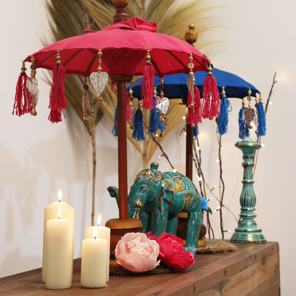 Bali Home Decor Parasol - Cotton - Pink- 40cm 🇬🇧