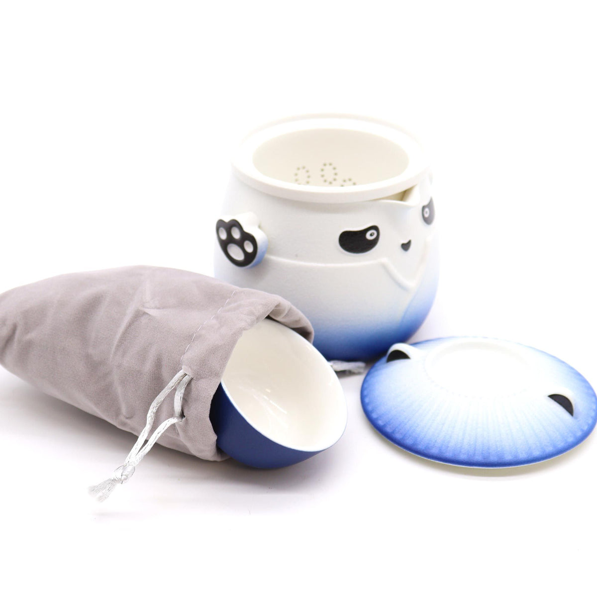 Panda Teapot Set & Three Cups - Sky Blue 🇬🇧