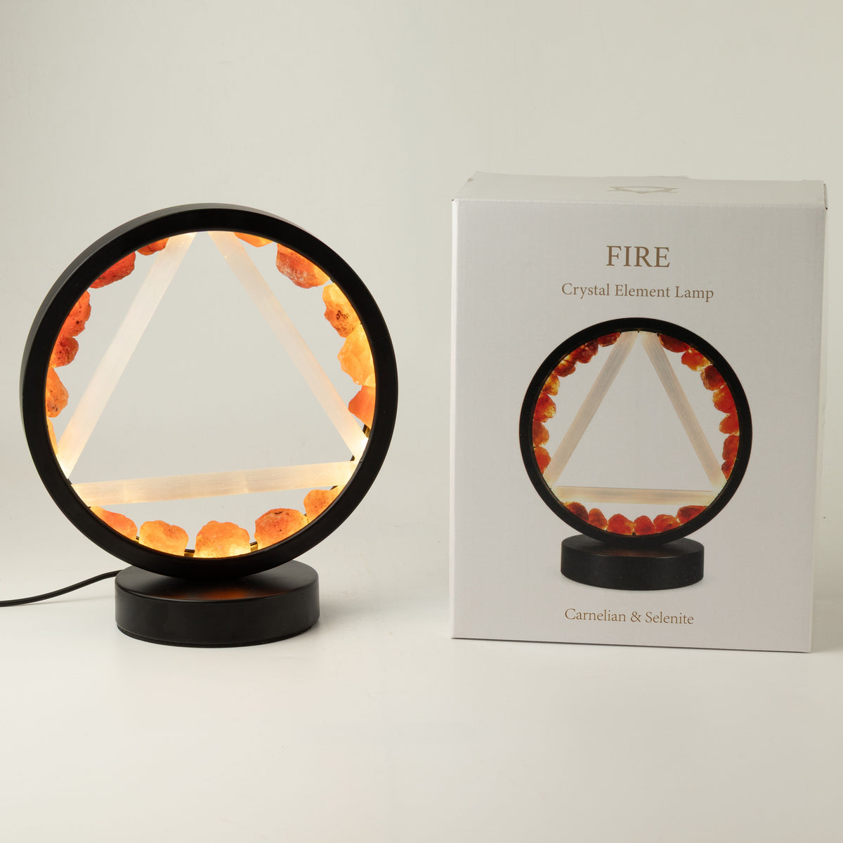 Gemstone Halo Lamp - Fire - Carnelian & Selenite 🇬🇧