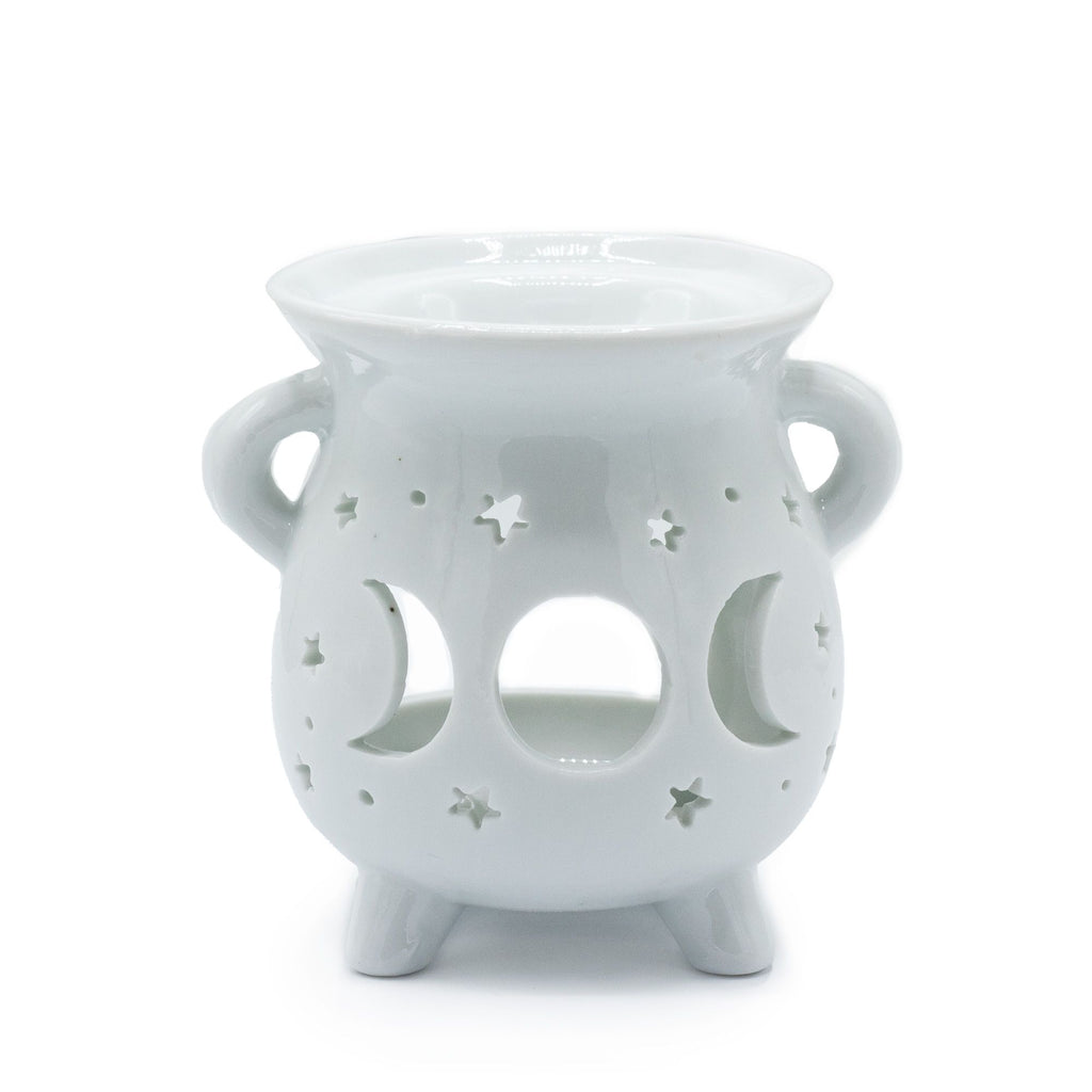 Cauldron Oil Burner - Moon Phase - White 🇬🇧
