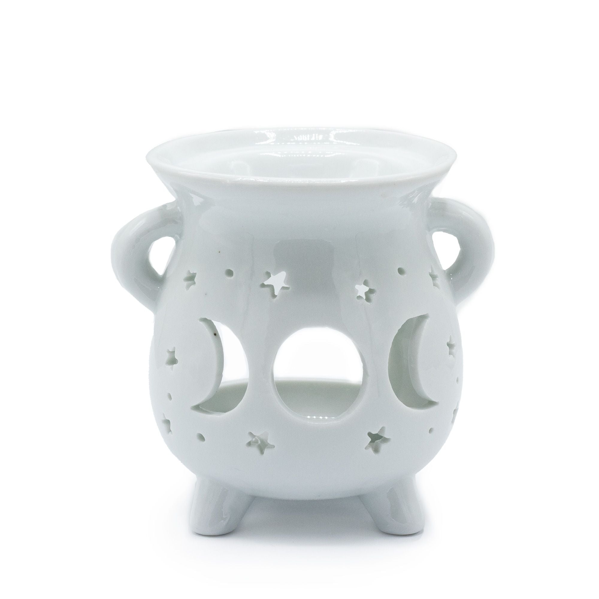 Cauldron Oil Burner - Moon Phase - White 🇬🇧