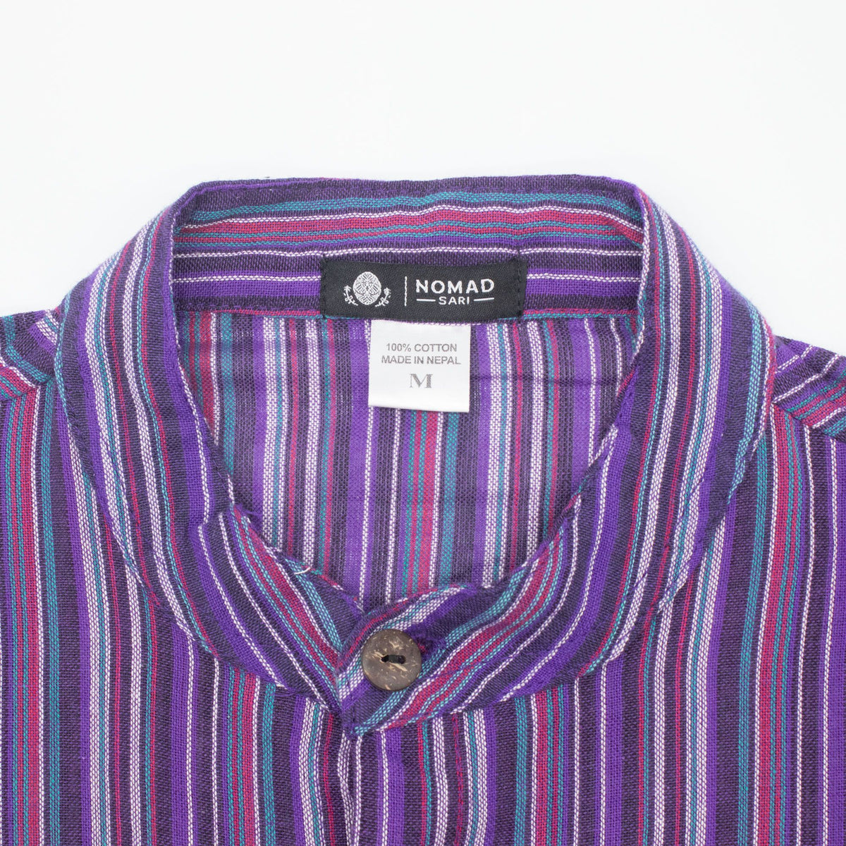 Nomad Sari Grandad Shirt - Black Purple - Medium 🇬🇧