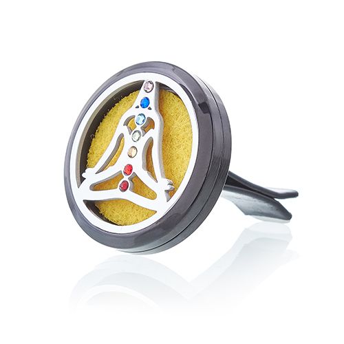 Car Diffuser Kit - Pewter Yoga Chakra - 30mm 🇬🇧