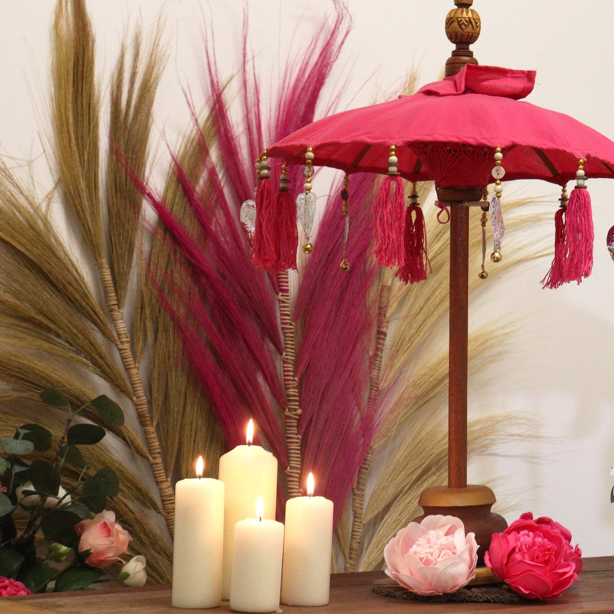 Bali Home Decor Parasol - Cotton - Pink- 40cm 🇬🇧