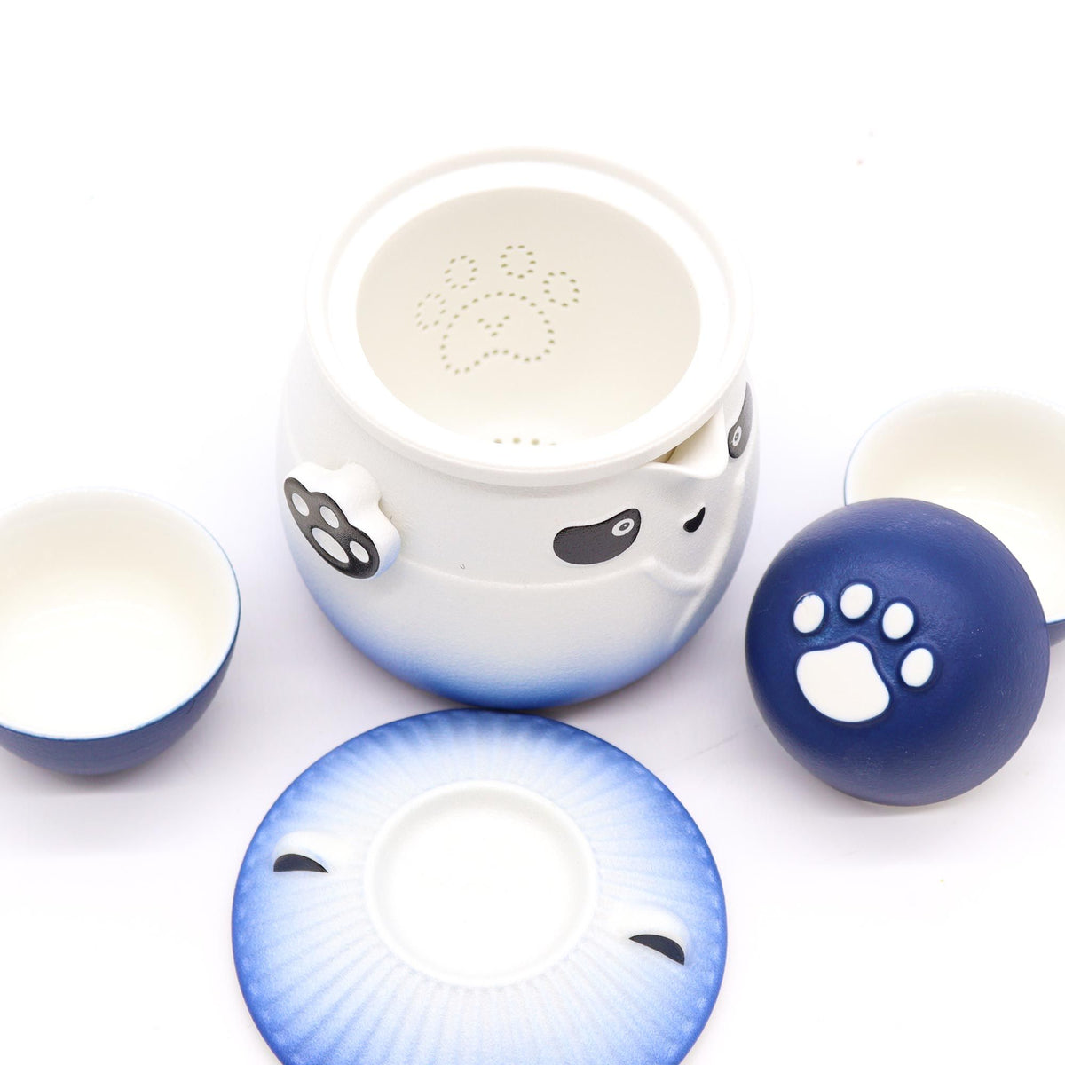 Panda Teapot Set & Three Cups - Sky Blue 🇬🇧