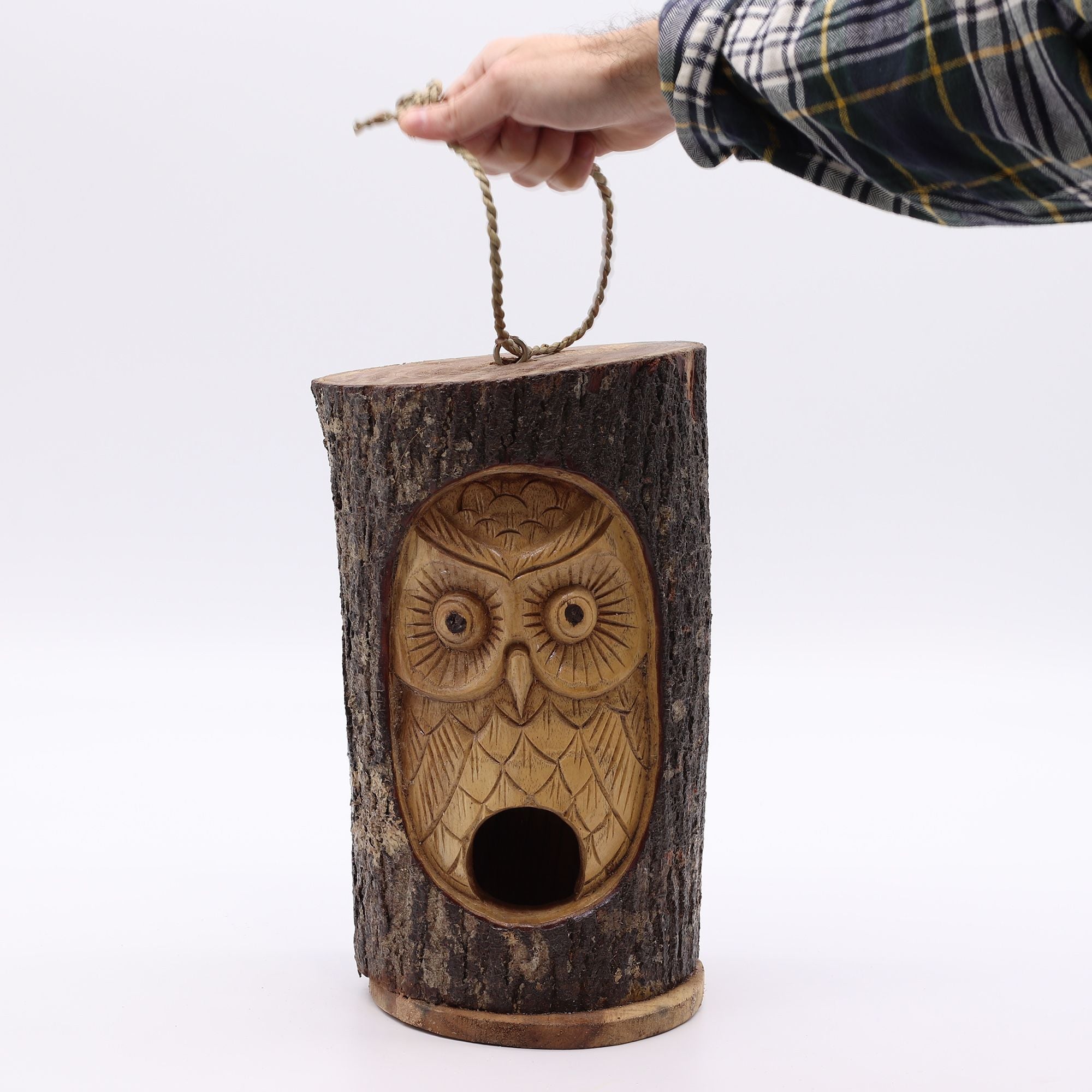 Tree Trunk Face - Bird House - Wise Owl 🇬🇧