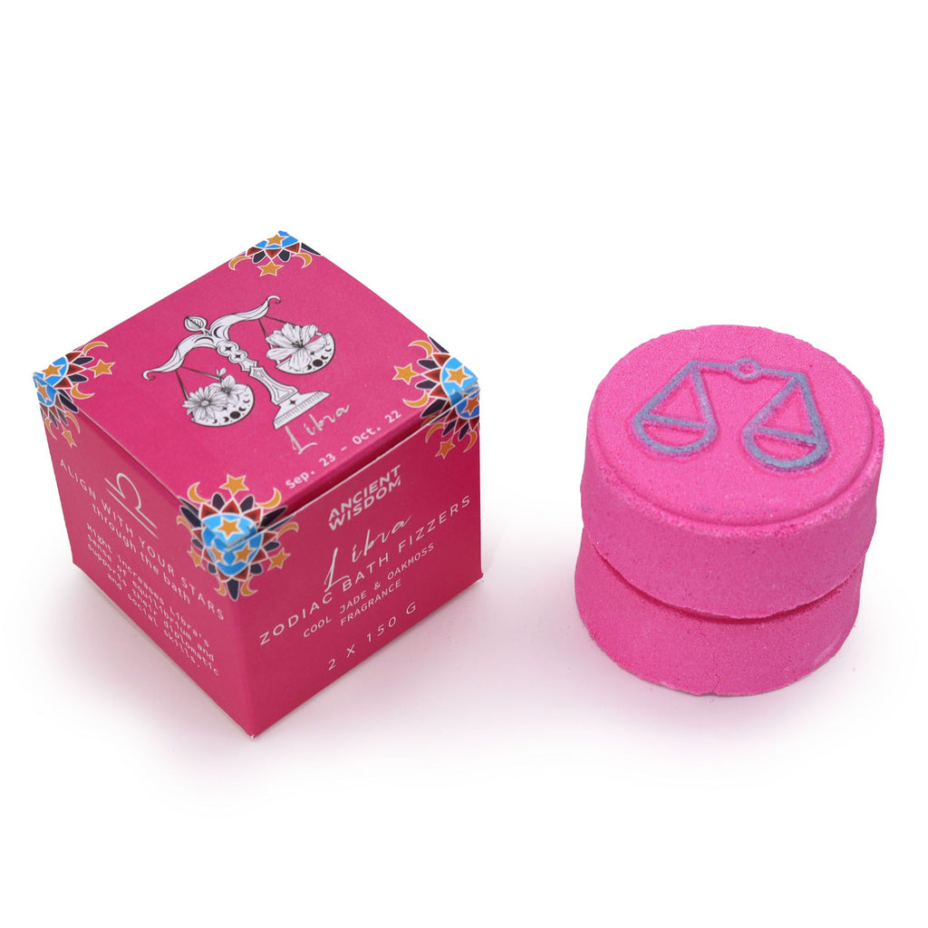 Set of Zodiac Bath Fizzers with Horoscope - Libra 🇬🇧