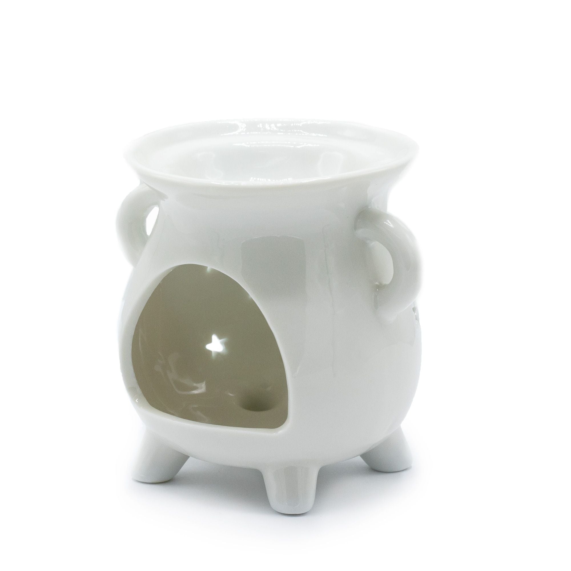 Cauldron Oil Burner - Moon Phase - White 🇬🇧