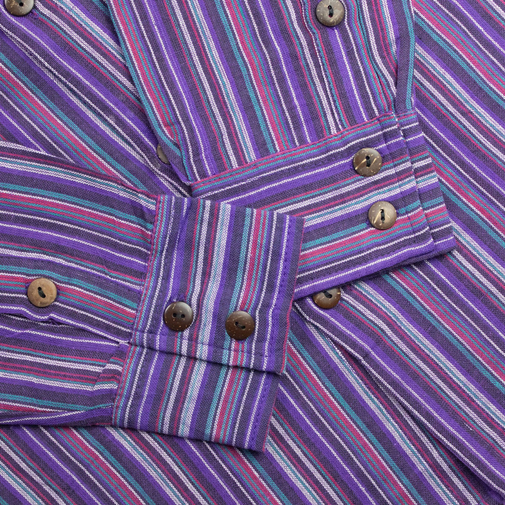 Nomad Sari Grandad Shirt - Black Purple - Medium 🇬🇧