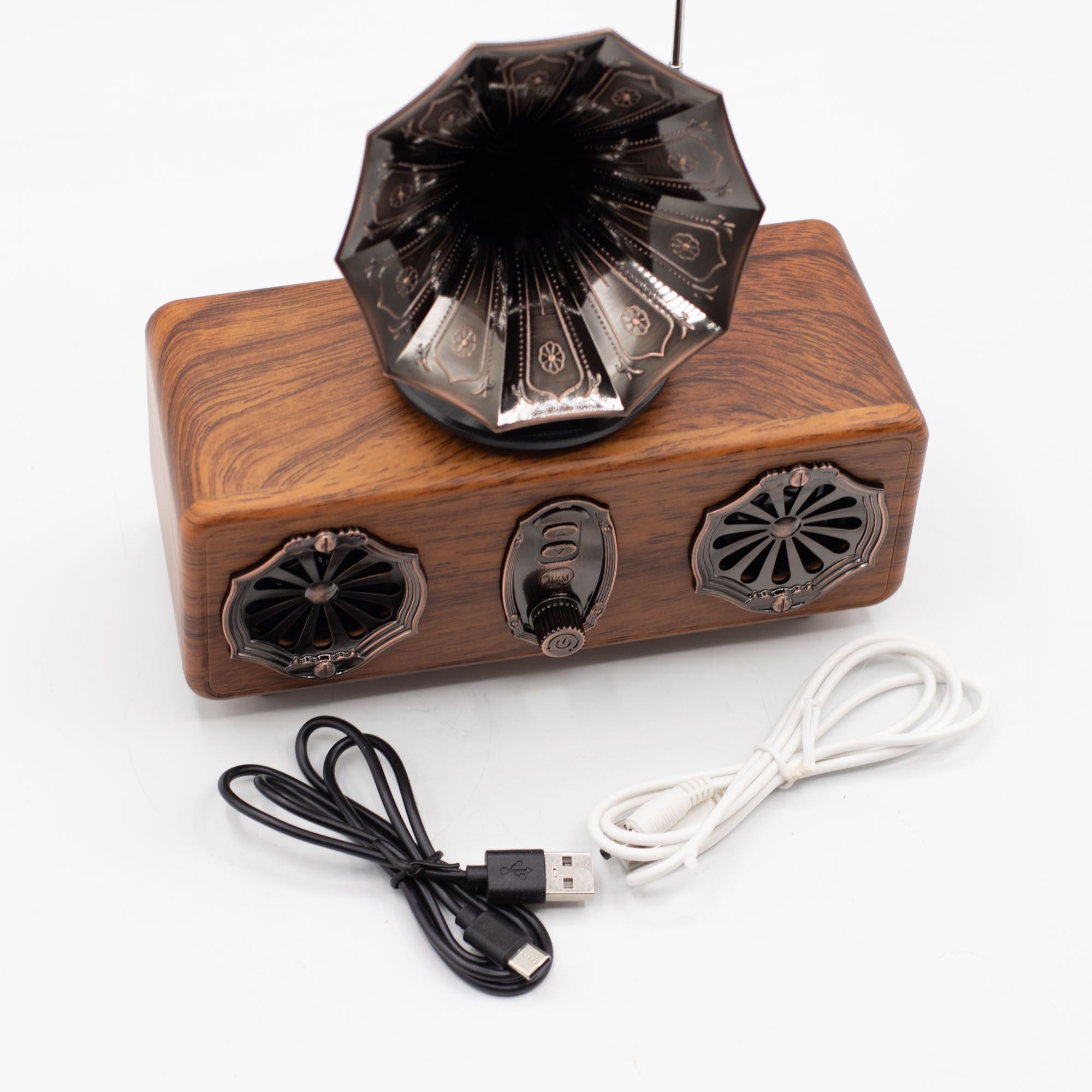 Retro Mini Double Gramophone Speaker - Bluetooth - 5.4 watt x 2 🇬🇧