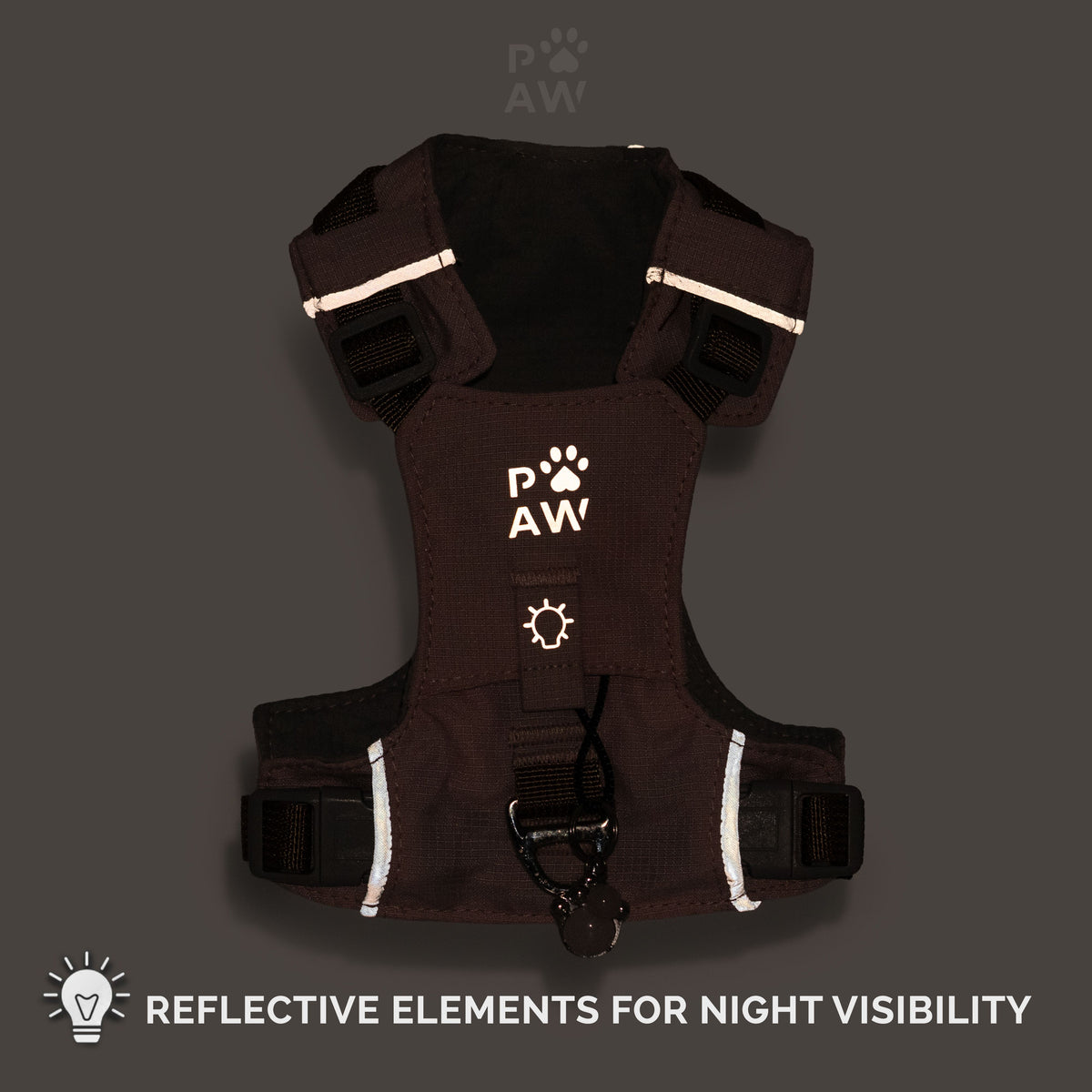 PAW - S (4-8Kg) Dog Step-in Guardian Harness with Reflective Mesh - Rock Grey - Black Obsidian Charm 🇬🇧