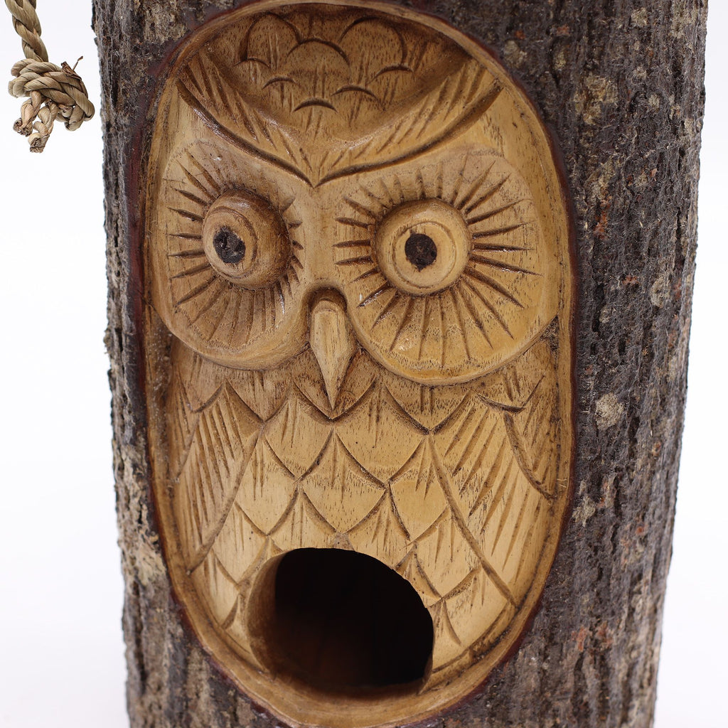Tree Trunk Face - Bird House - Wise Owl 🇬🇧