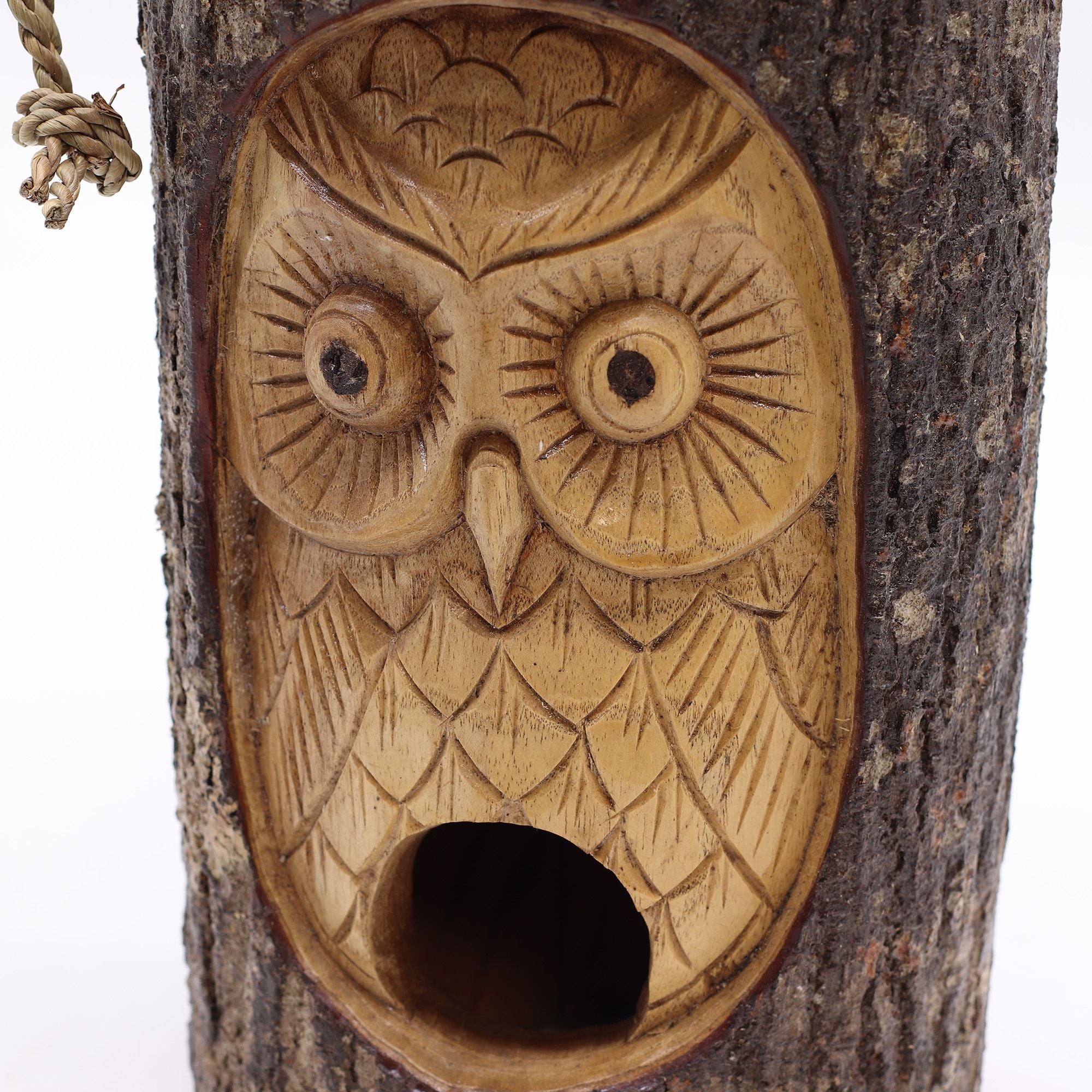 Tree Trunk Face - Bird House - Wise Owl 🇬🇧
