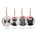 Christmas Cats - Hand Painted Log Xmas Decor (set 4) 🇬🇧