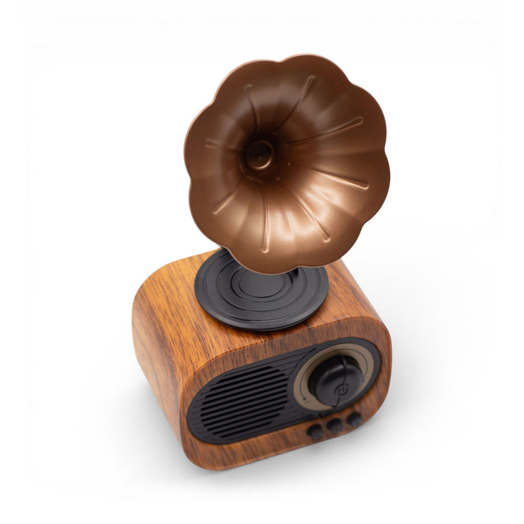 Retro Mini Gramophone Speaker - Bluetooth & FM Radio - 5 watt x 1 🇬🇧