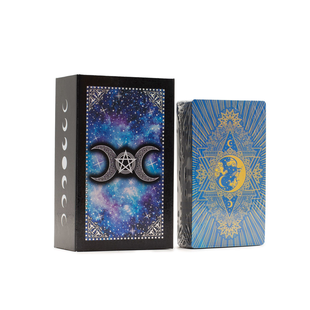 Blue Foil Tarot Card Set - Moon Face - with booklet 🇬🇧