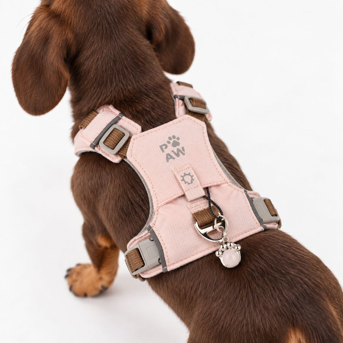 PAW - XS (2-4Kg) Dog Step-in Guardian Harness with Reflective Mesh - Soft Pink - Rose Quartz Charm 🇬🇧