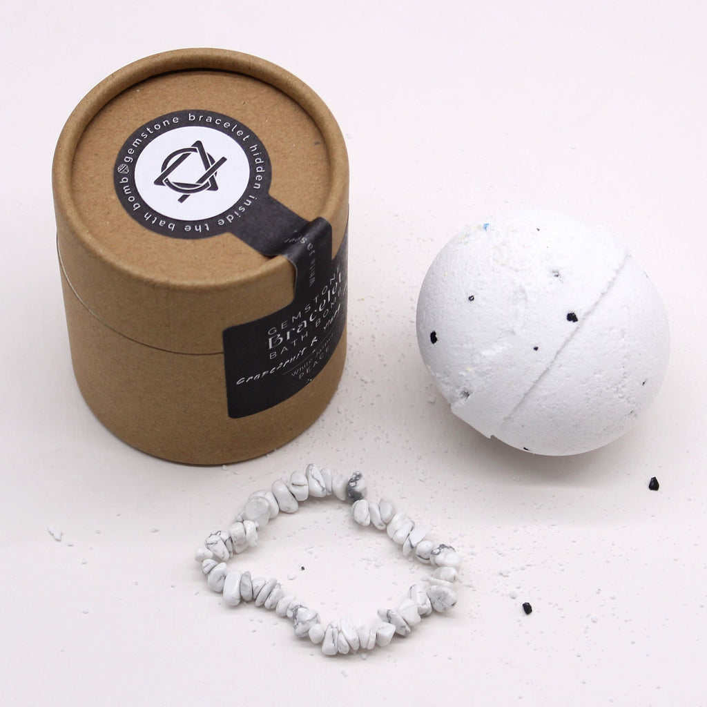 White Jasper Gem Bracelet Bath Bomb 🇬🇧