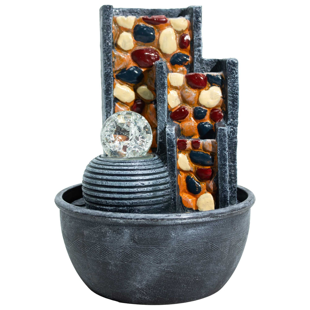 Pebble Wall Tabletop Water Feature with Crystal Ball (19x19x28cm) 🇬🇧