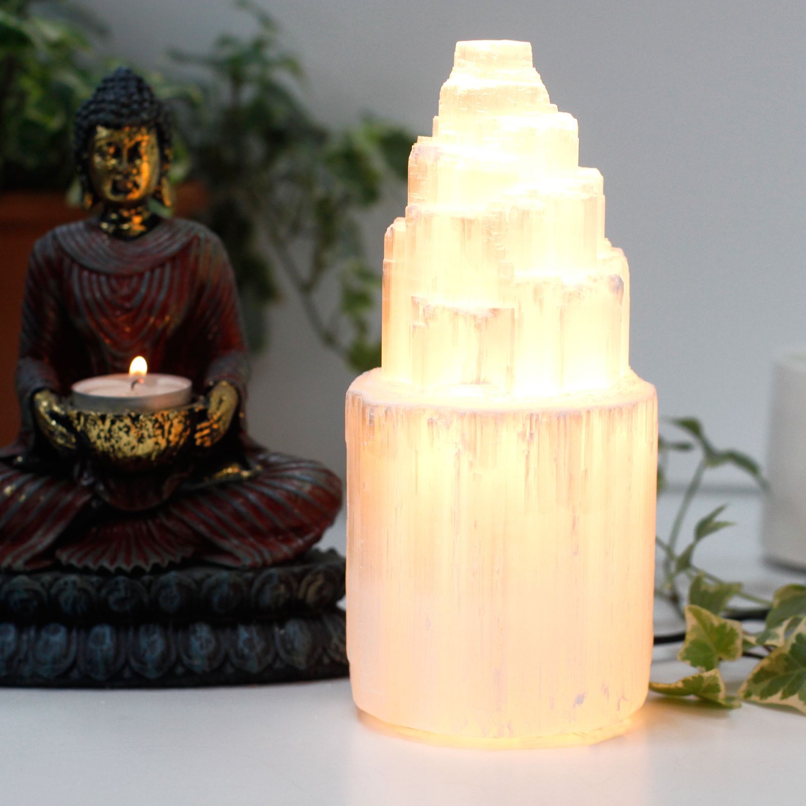 Natural Selenite Tower Lamp - 20 cm 🇬🇧