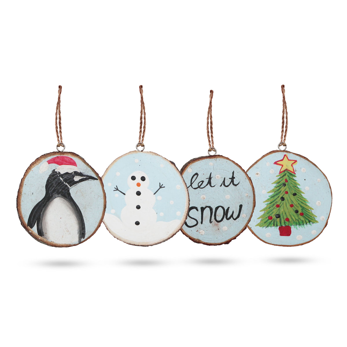 Let it Snow - Hand Painted Log Xmas Decor (set of 4)🇬🇧