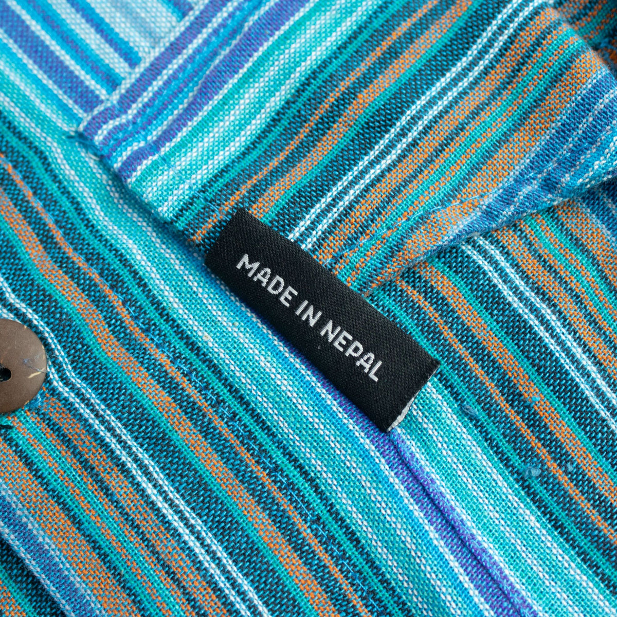 Nomad Sari Grandad Shirt - Turquoise - Large 🇬🇧