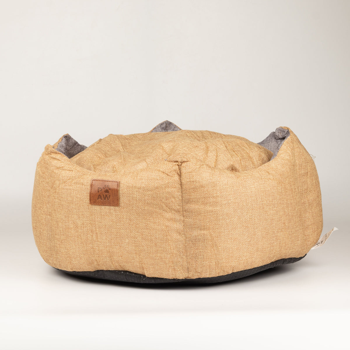Paw Bed – Medium Royal Crown – Sand & Grey – 50 × 50 × 26cm 🇬🇧